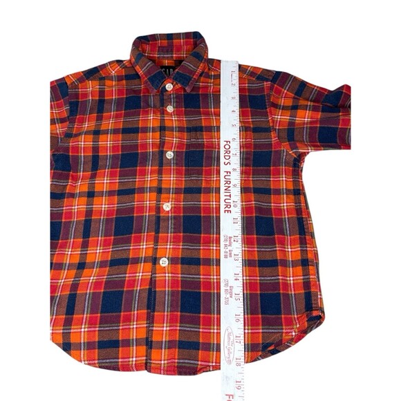Vintage Gap Boys Orange Plaid Button Up Flannel XS 4 Chest Pocket Fall Kidcore - Picture 5 of 7